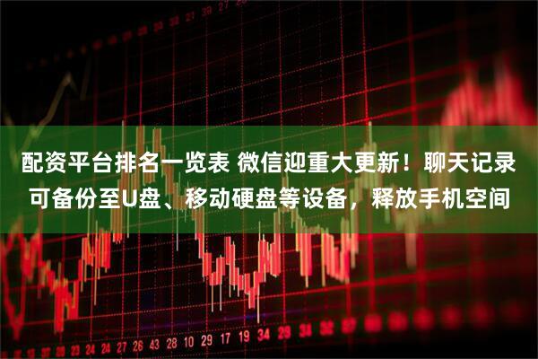 配资平台排名一览表 微信迎重大更新！聊天记录可备份至U盘、移动硬盘等设备，释放手机空间